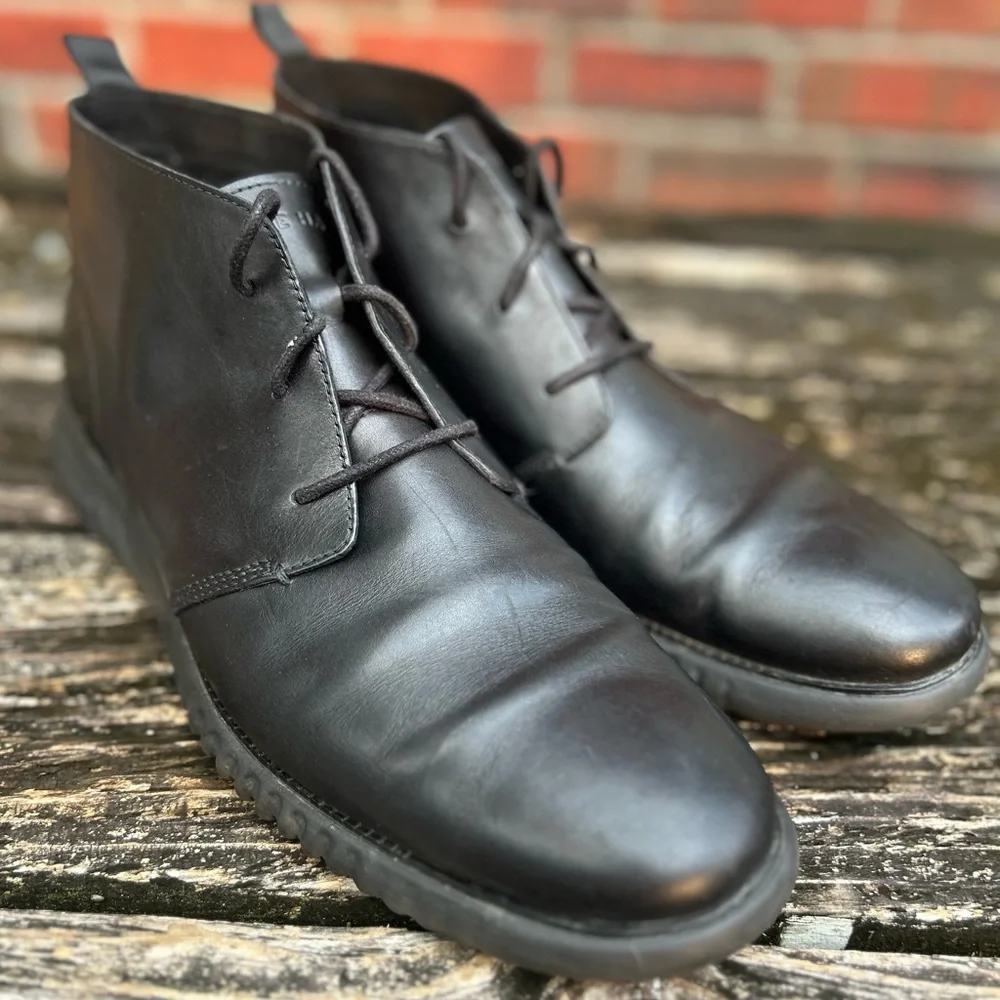Cole Haan Men's 2.ZEROGRAND Black Leather Lightweight Size 12 Chukka Boot E8